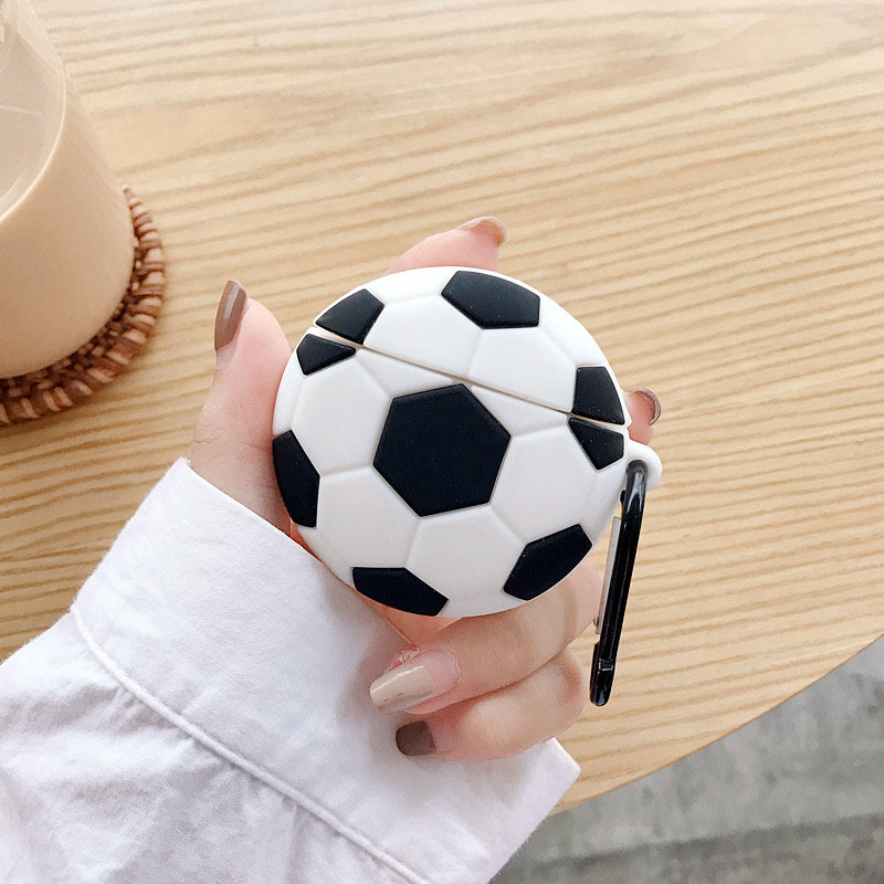 Cute Design Cartoon Silicone Cover Skin for Airpod (1 / 2) Charging Case (SOCCER Ball)